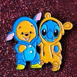 Stitch & Winnie The Pooh Dressed as Each Other Crossover Mashup Enamel Pin